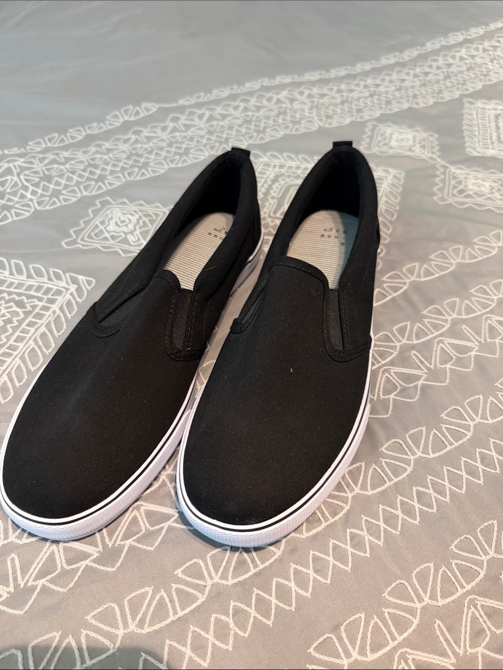 a new day Black Slip-On Canvas Flats with White Sole